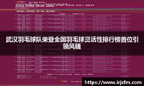 武汉羽毛球队荣登全国羽毛球灵活性排行榜首位引领风骚
